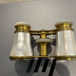 Vintage Opera Glasses with Mother of Pearl Inlay and Brass